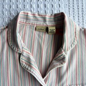 LL Bean Colorful Striped Cotton Sleep Shirt Coastal Cottagecore, Size Medium